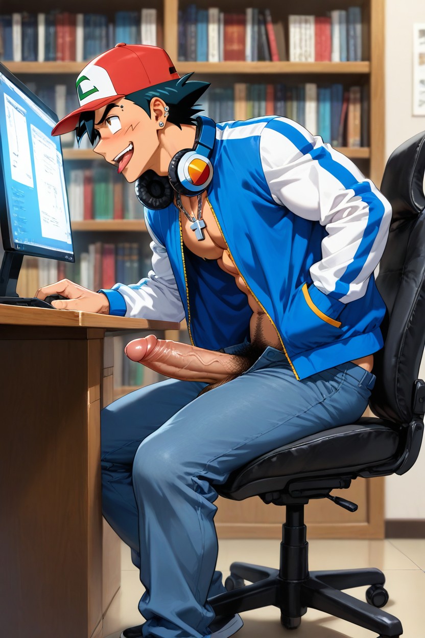 Cap Backwards, Ear Piercings, Bushy Pubes AI Gay Porn