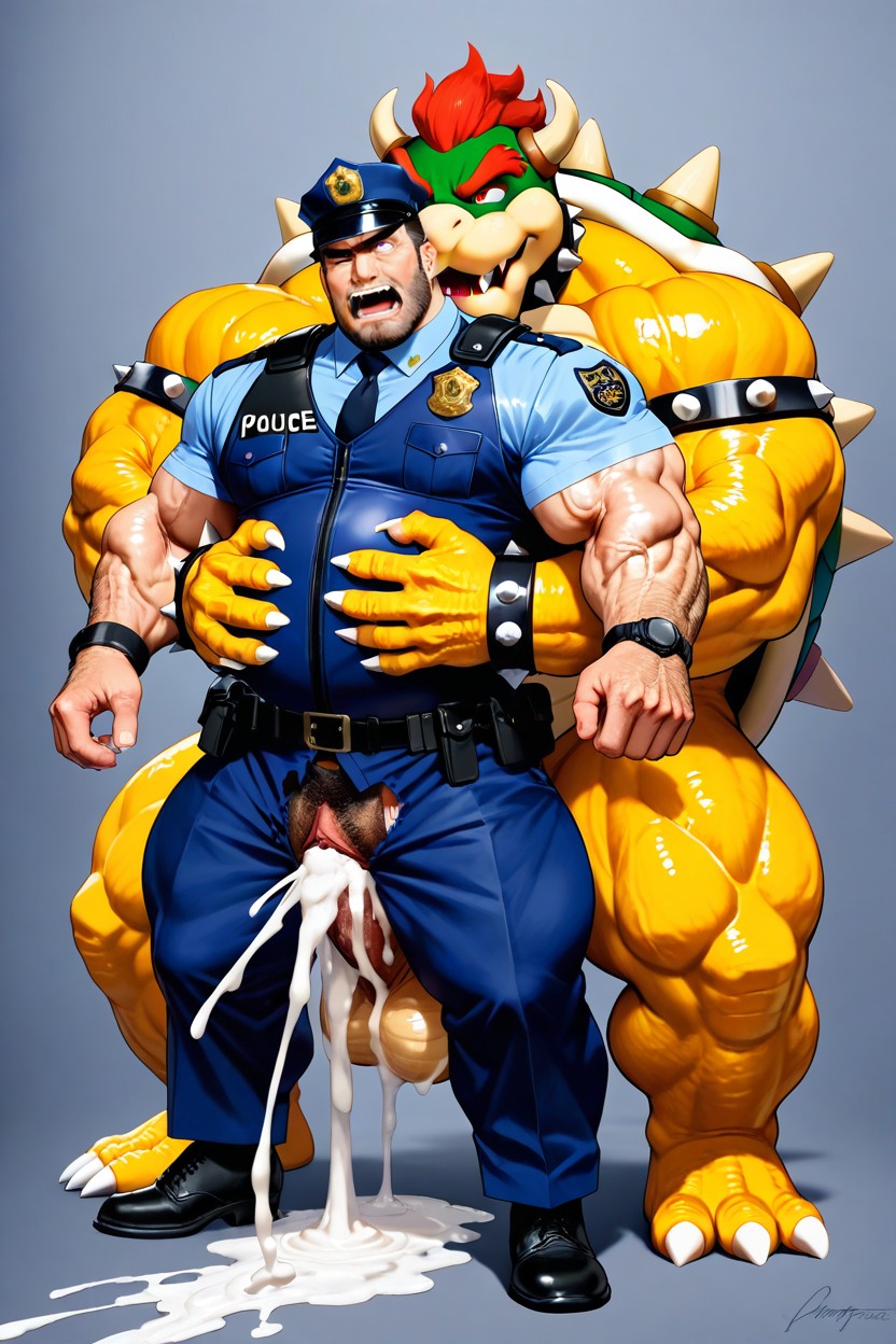 Penetrates Male Police Vagina, Bowser Fucking Male Police With Pussy, Tired Face AI Gay Porn