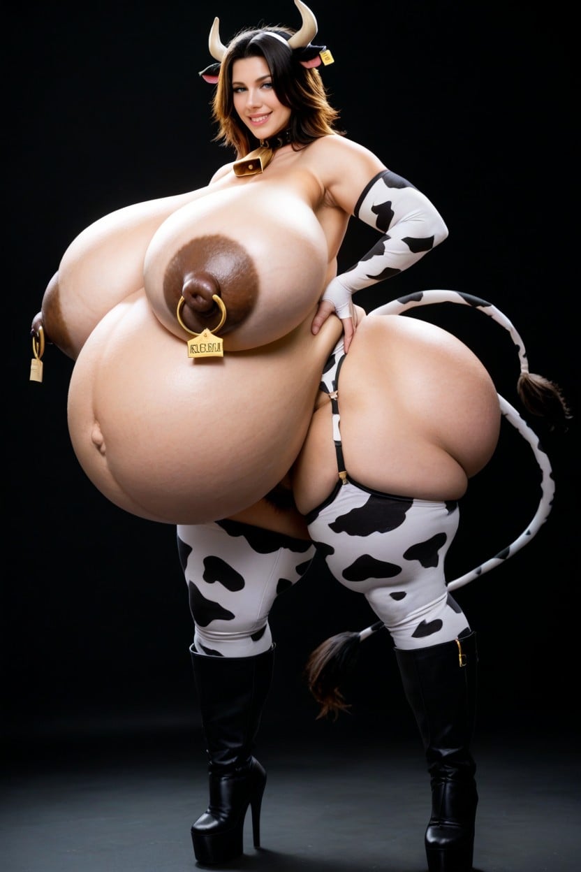 Huge Long Nipples, Hucow Horns, Wide Hips AI 포르노