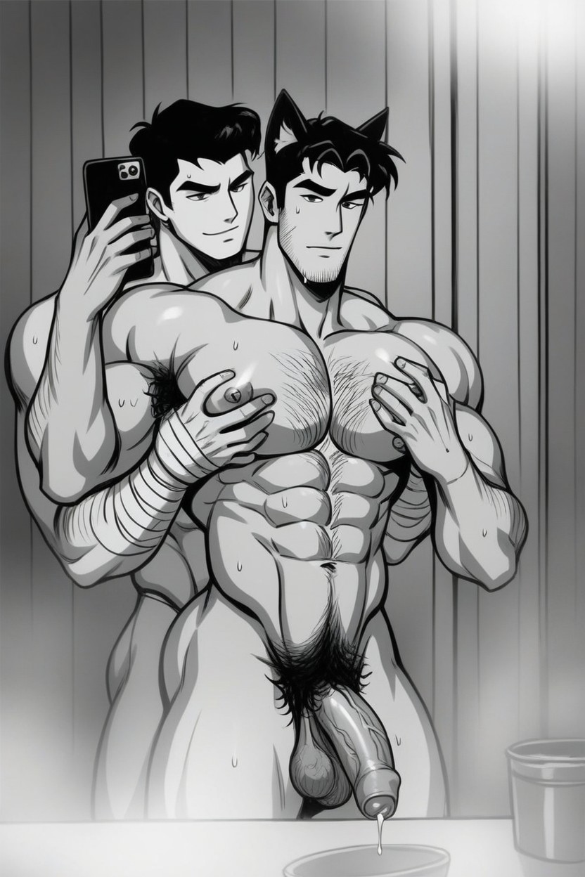Cat Ears, Hair On Chest, Precum AI Gay Porn