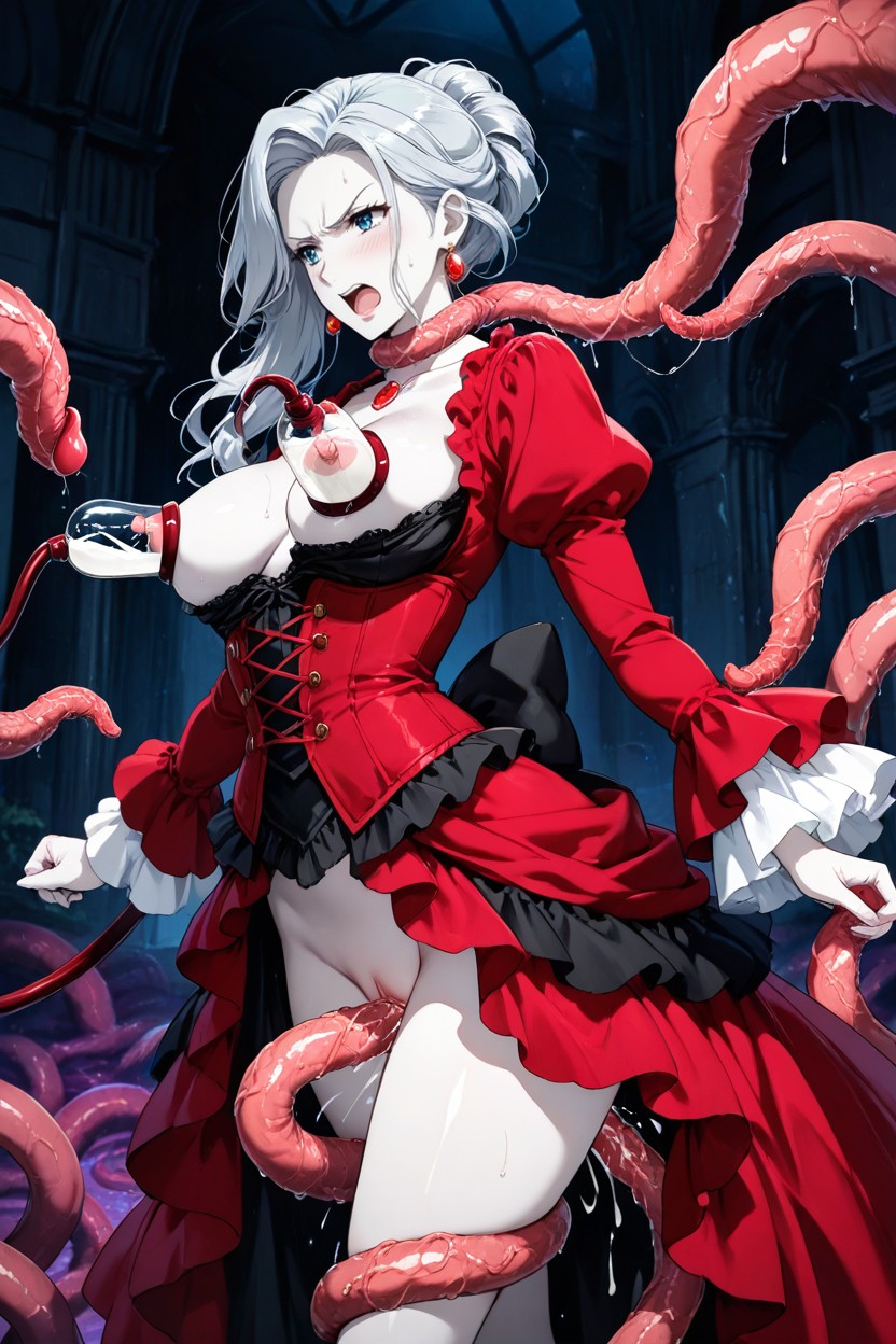 Fucked By Tentacles, Tentacles Grabbing Waist, Elegant Hentai AI Porn