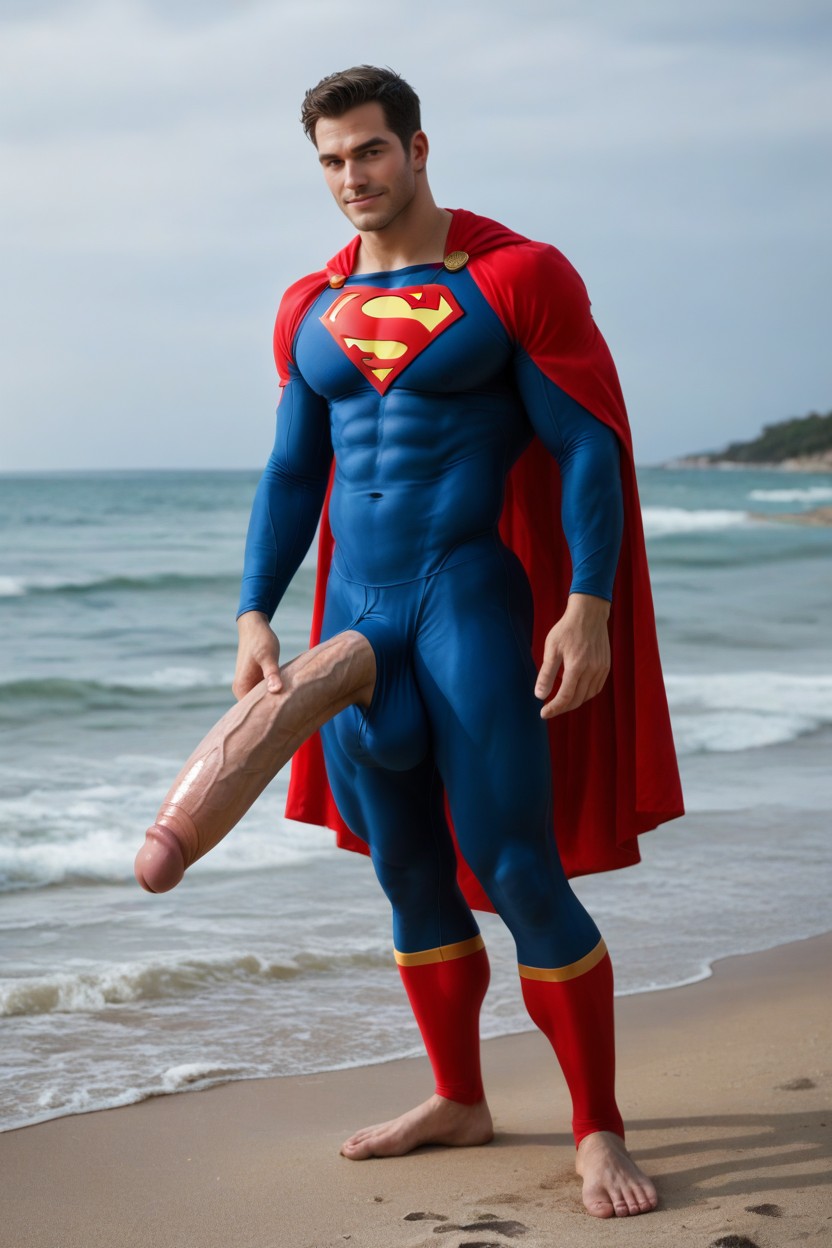 No Nudity, Spandex Wet Look Superman Suit, Safe For Work AI Gay Porn