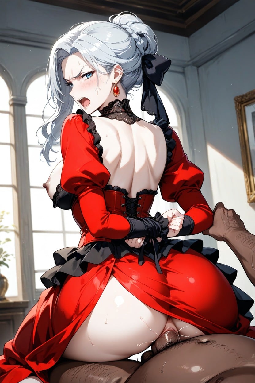 Anime Style, Updo Hairstyle, Fat Old Man With Ugly Face Interracial Hyper Large Penis Hentai IA