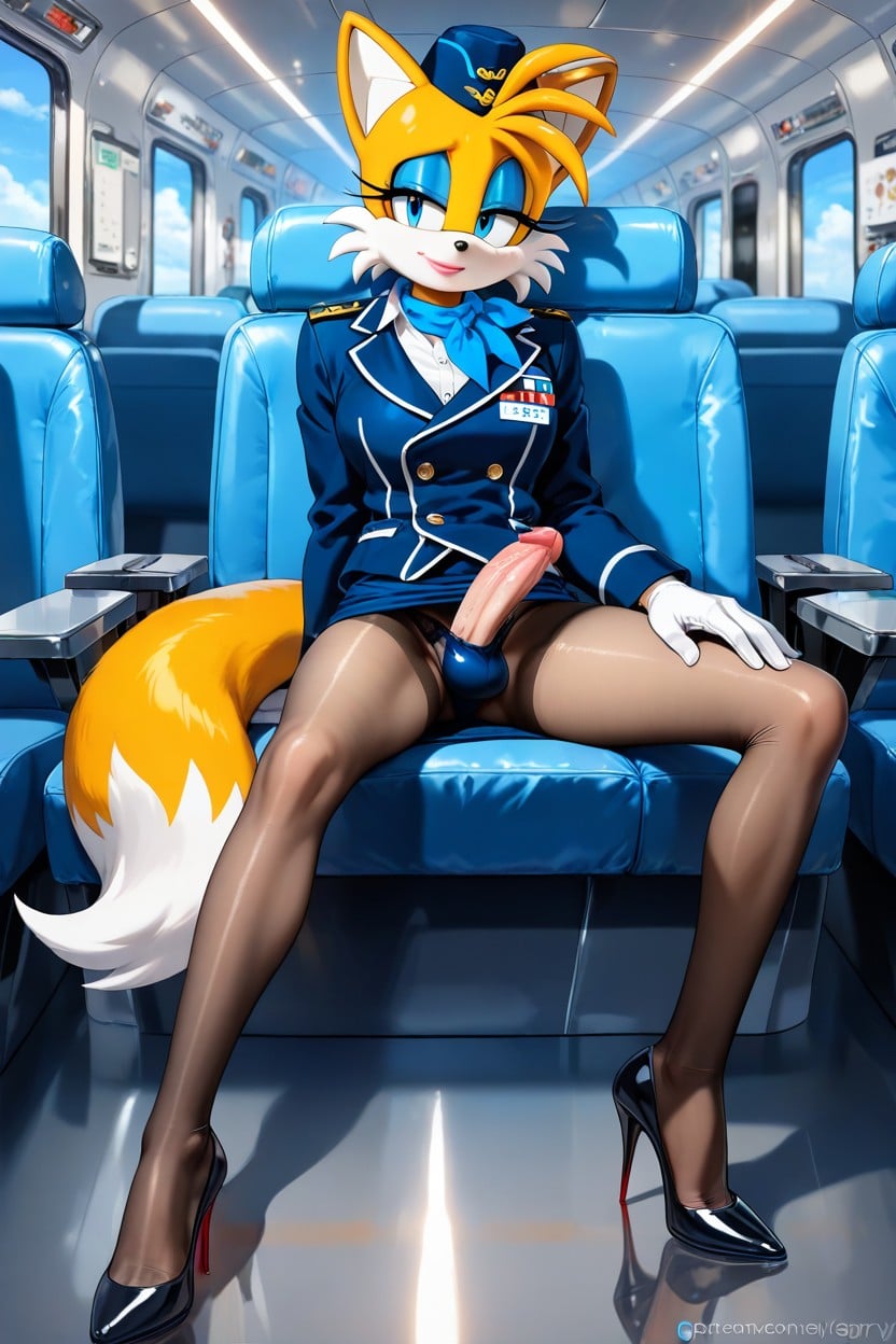 Femboy , Pantyhose, Airplane AI Gay Porn