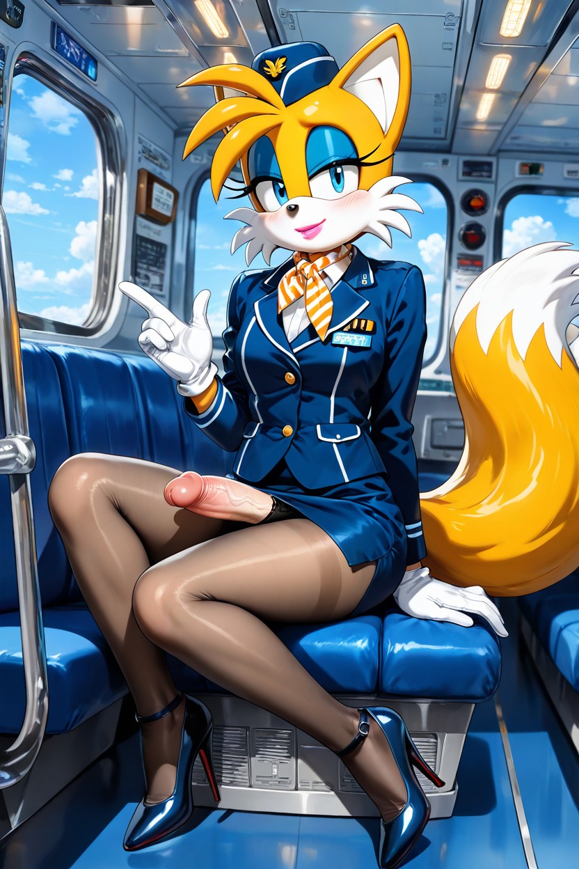 In An Airplane, Medium, Pantyhose AI Gay Porn