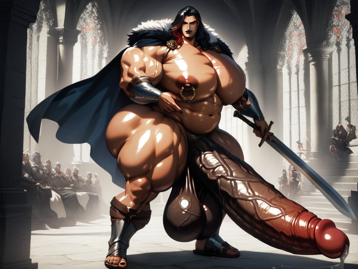 Holding Sword, Huge Fat Ass, Thick Lips AI Gay Porn