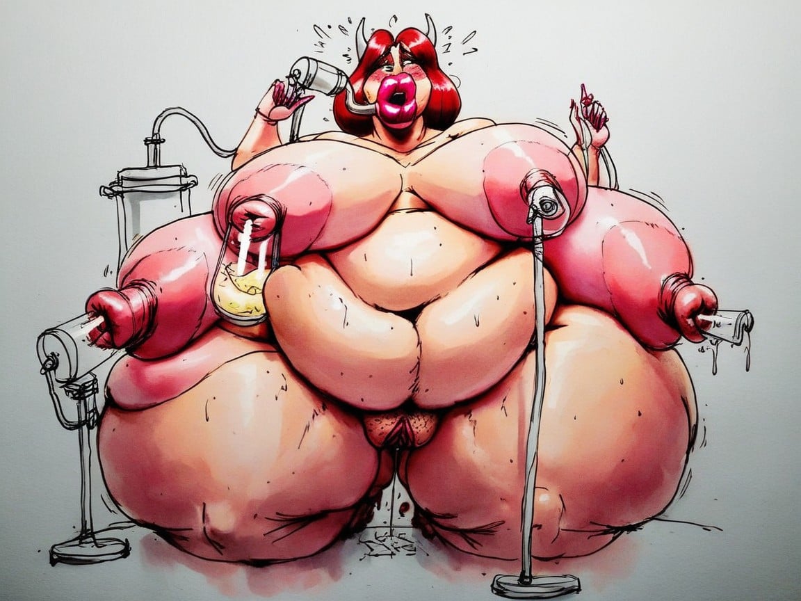 Extremely Fat Belly, Morbidly Saggy Huge Belly, Morbidly Obese AI 포르노