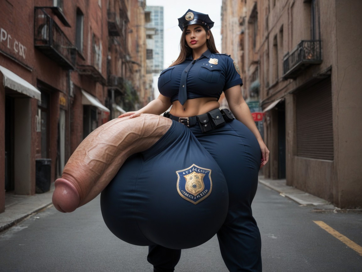 Futanari With A Gigantic Penis Bulging In Her Clothing, Thick Thighs, Hyper Realistic AI 포르노
