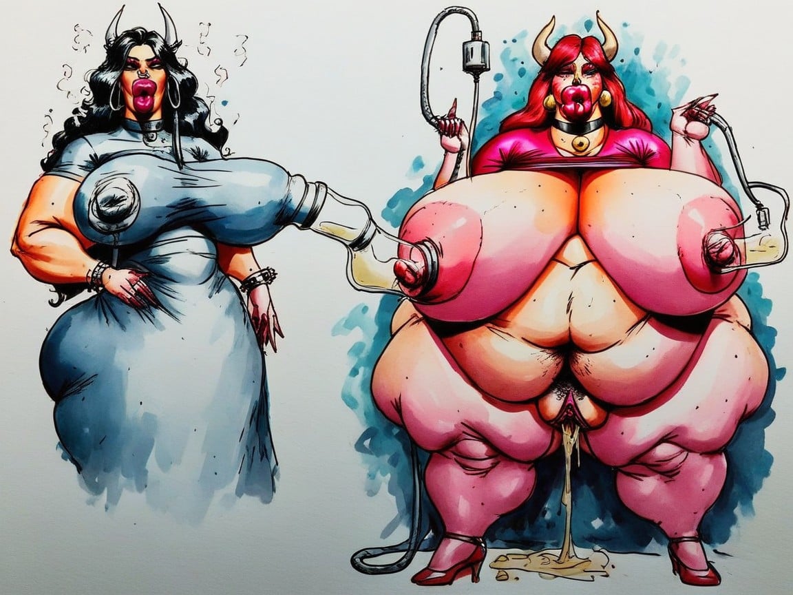 Fat Pumped Pussy, Morbidly Obese, 피어싱 젖꼭지 AI 포르노