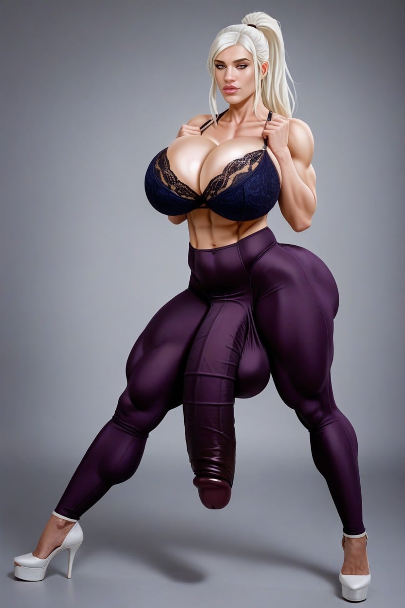 Plump Lips, Clothes Stretching Over Bulge, Full Cover Entire Balls Bulge Shemale AI Porn