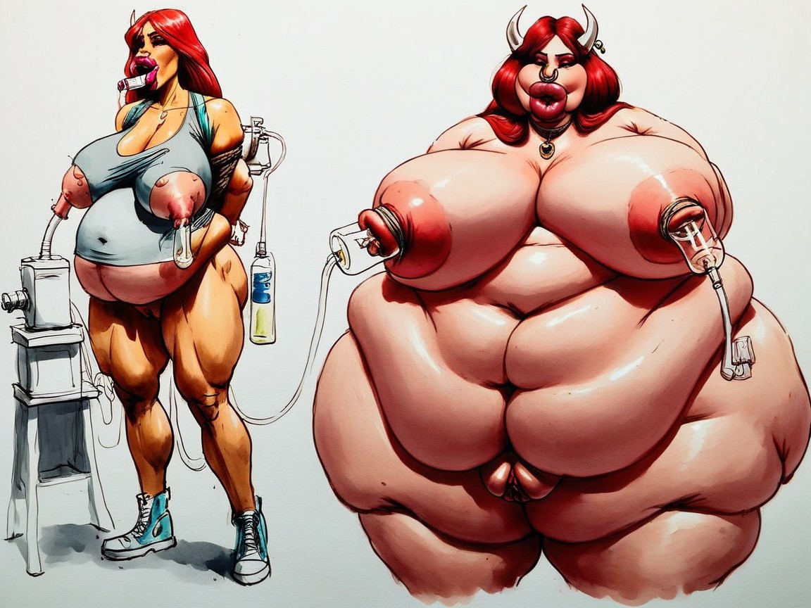 Extremely Long Nipples, Feeding Tube Pumping, Morbidly Obese AI黃片