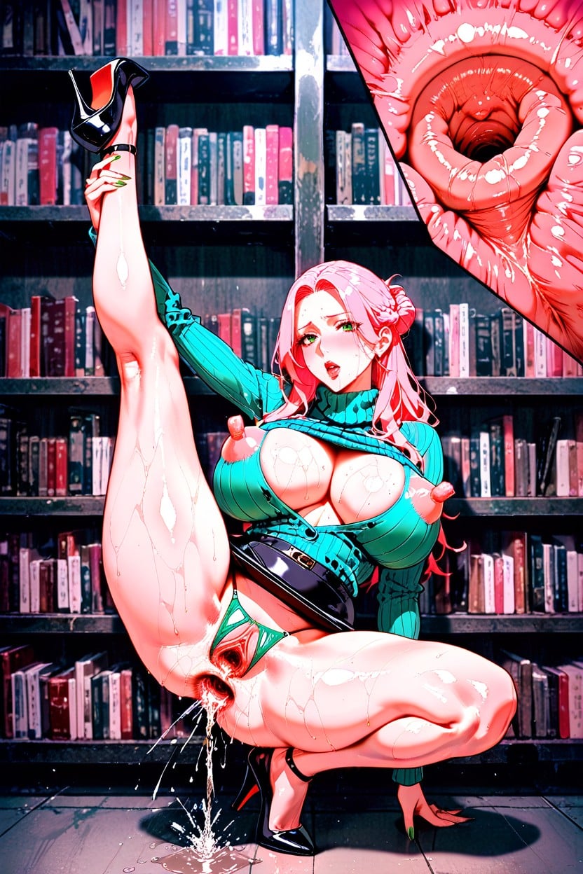 Full Body, Split Sex, Green Eyes Hentai AI Porn
