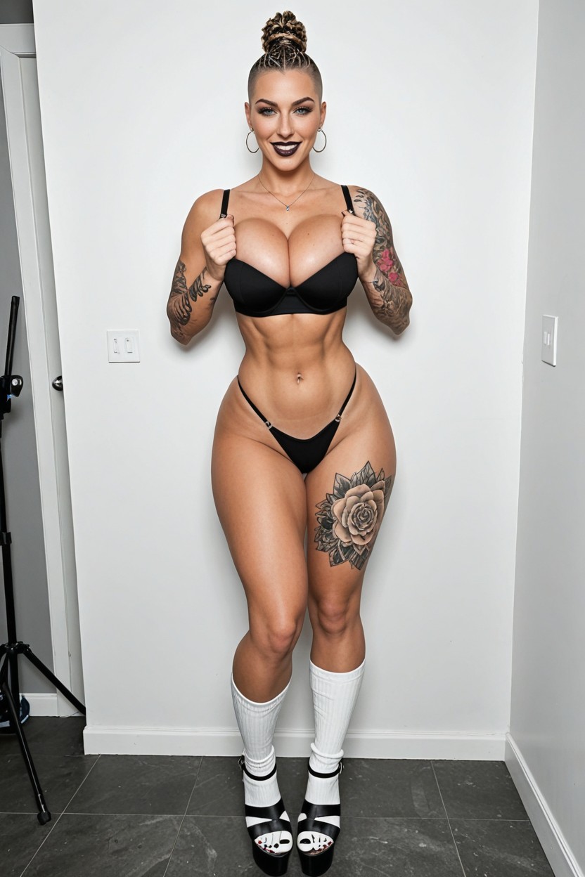 Thigh High Socks, Strapless Top, Skinny AI Porn