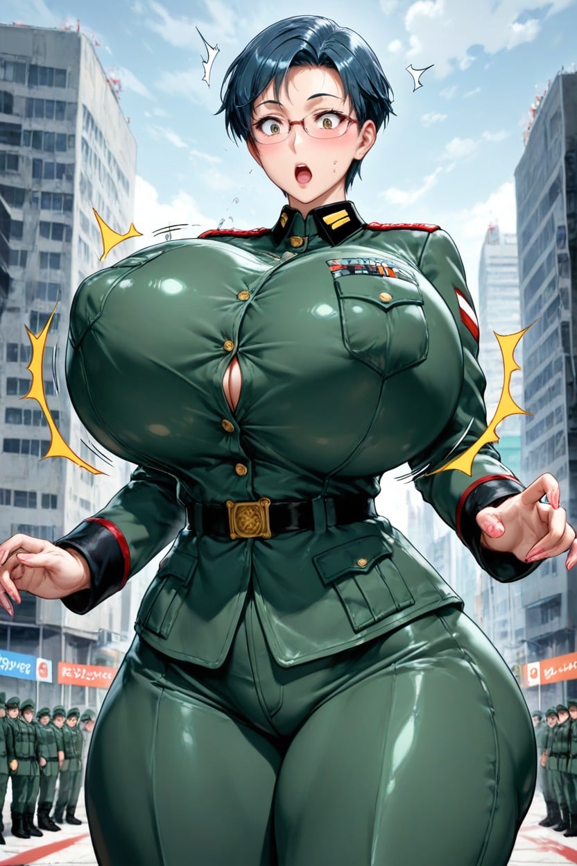 Bouncing Breasts, Actively Transforming Into Woman, Very Short Hair AI Porn