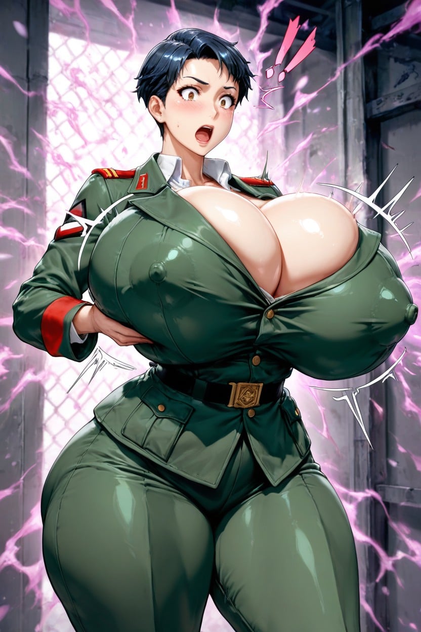 Very Short Hair, Extremely Large Ass, Bouncing Breasts AI Porn