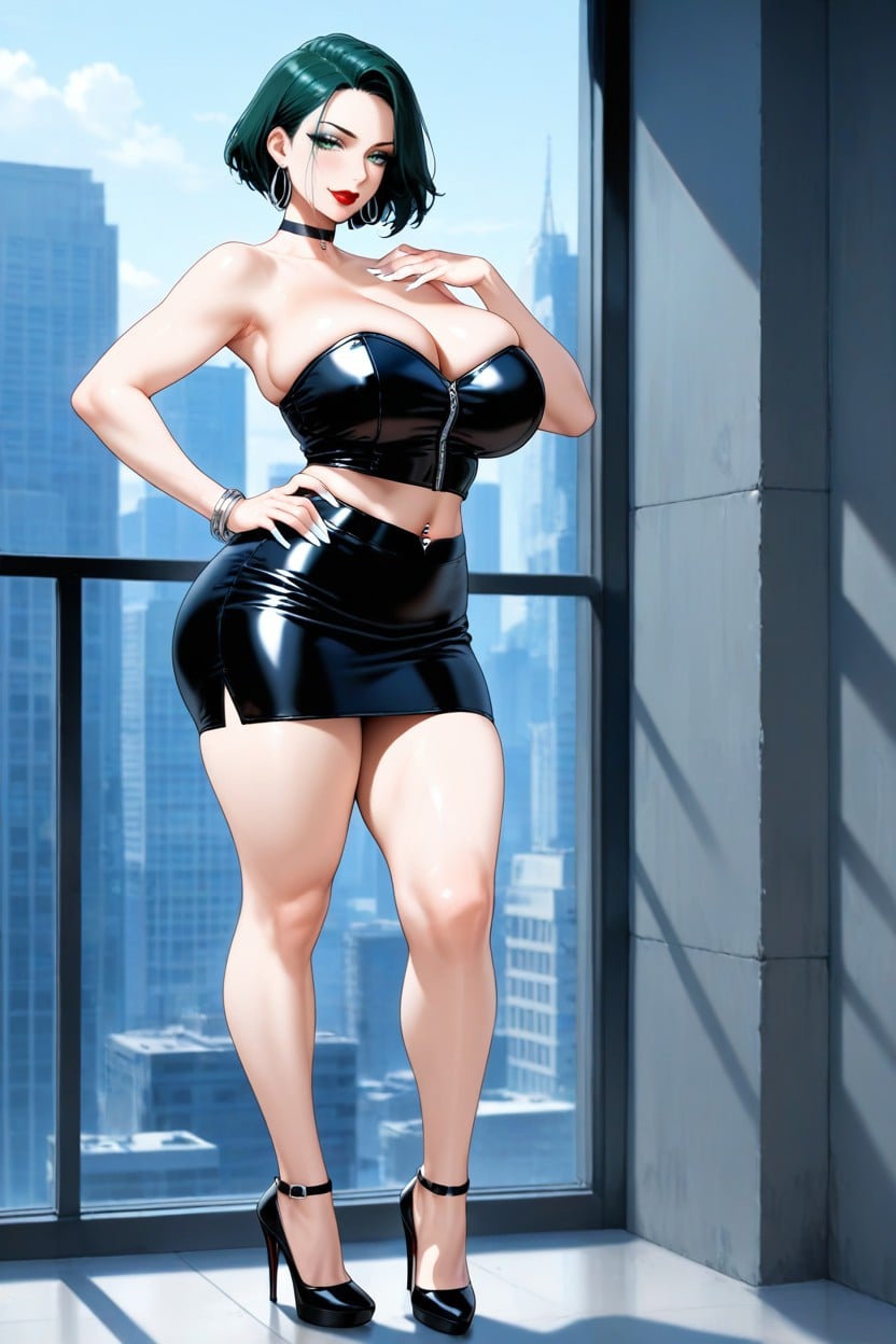 Black Choker, Big Breasts, Full Body AI Porn