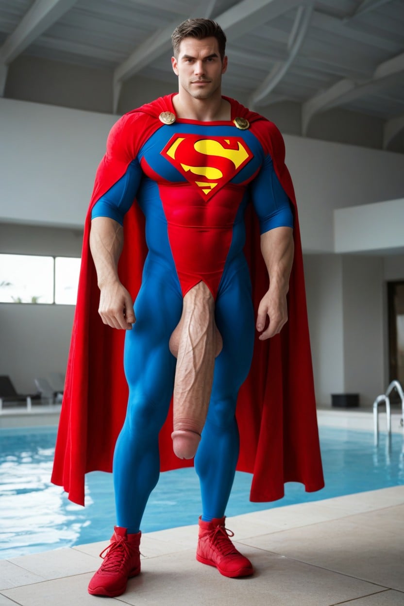 No Nudity, Impossibly Long Hyper Penis, Fully Clothed Man In Superman Costume AI Gay Porn