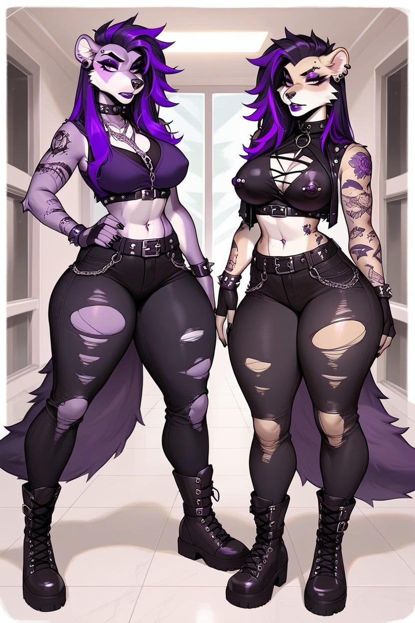 Thick Eyeliner, Punk, Chain Necklace Furry AI Porn
