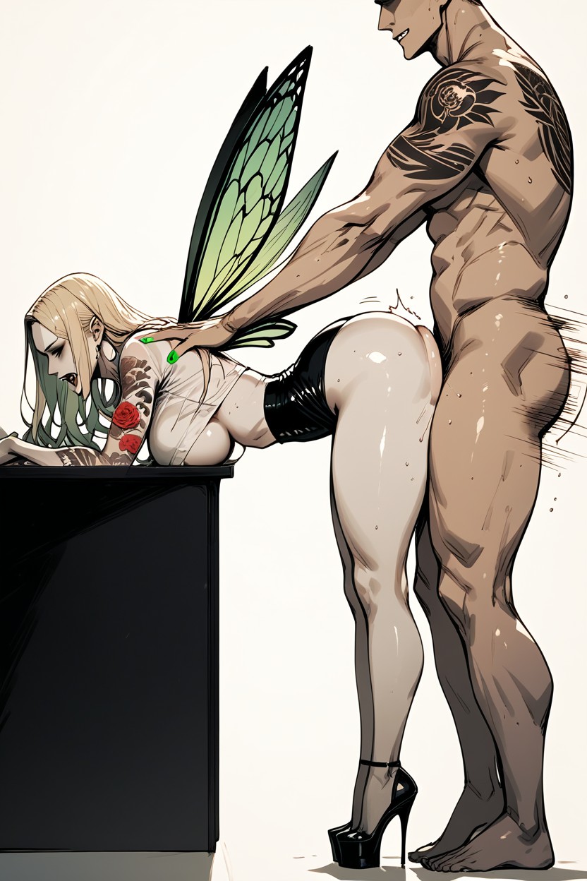 Long Wavy Blonde Hair, Pinned Down, Fairy Wings Hentai IA