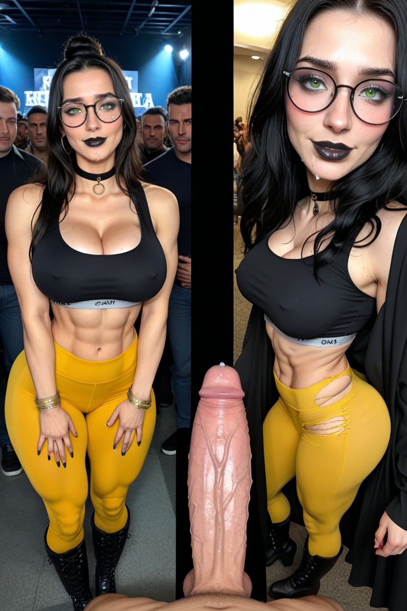 Huge Cock, Black Lipstick, Yoga Pants AI Porn
