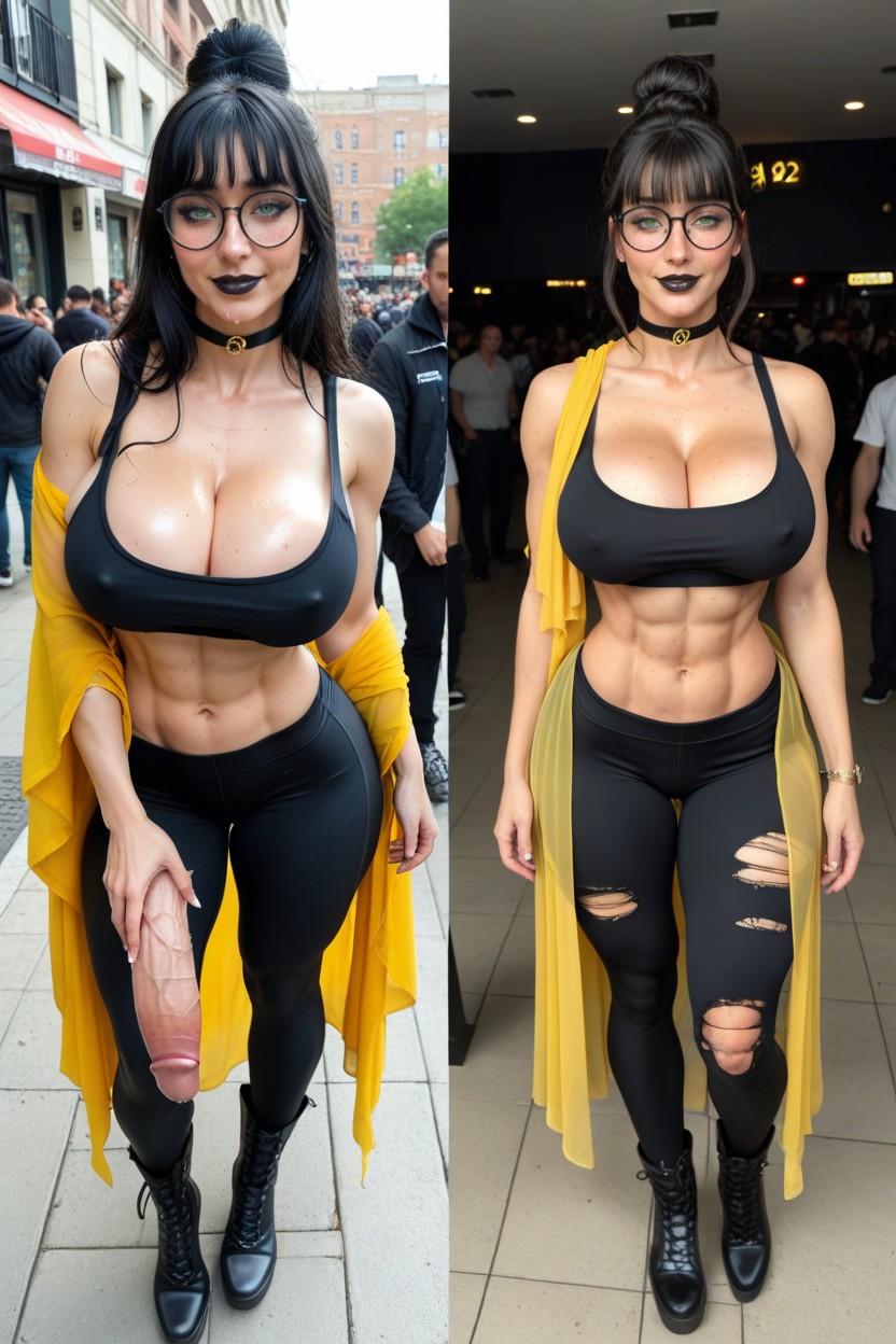 Thick Thighs, Looking At Viewer, Highly Detailed Exaggerated Waist AI Porn