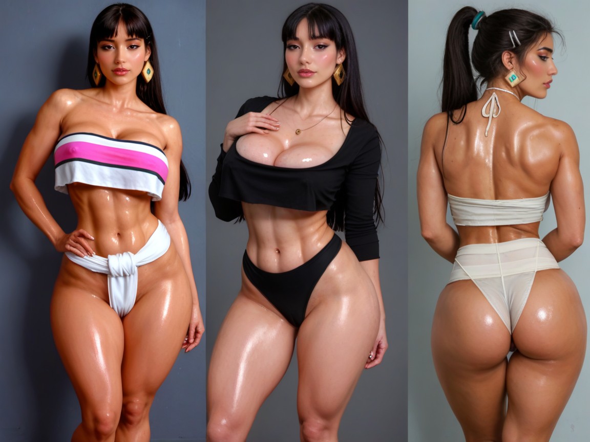 Looking At Viewer, Extremely Wide Hips And Wide Thigh Gap, Standing AI Porn