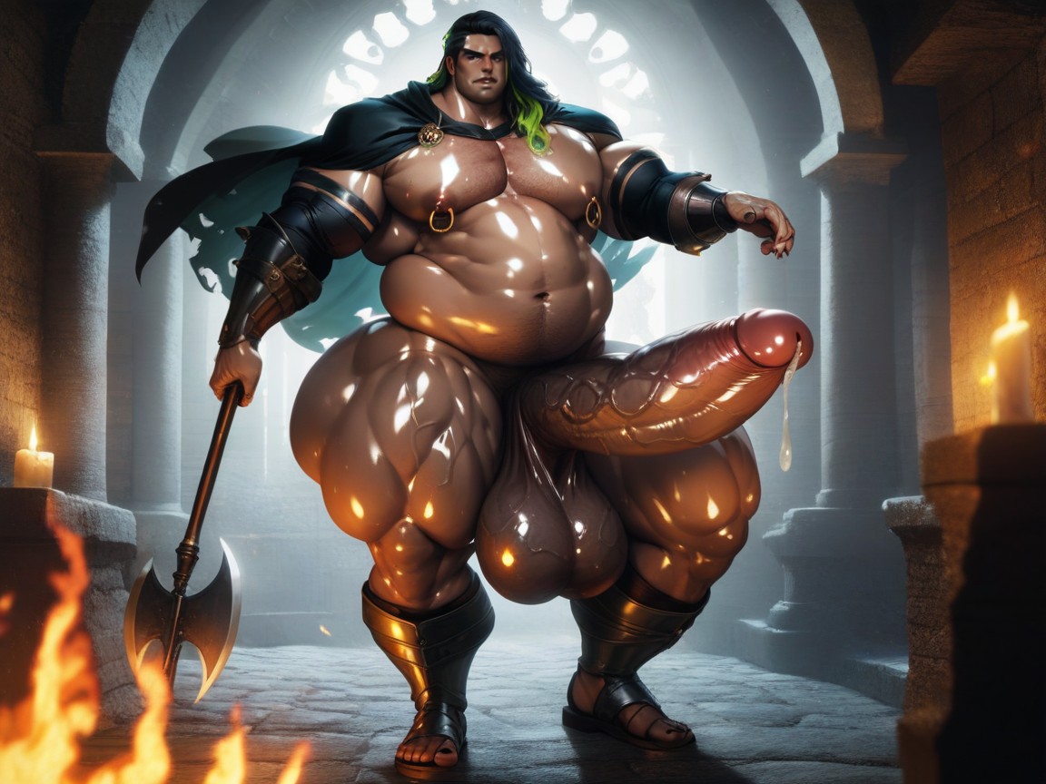 Dark Eyeliner, Morbidly Obese, Masculine Body AI Gay Porn