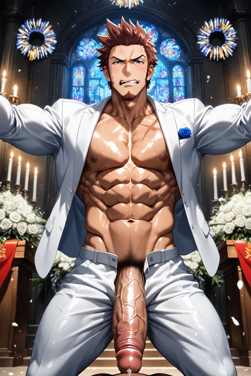 Sweaty, Wedding, Man White Suit AI Gay Porn