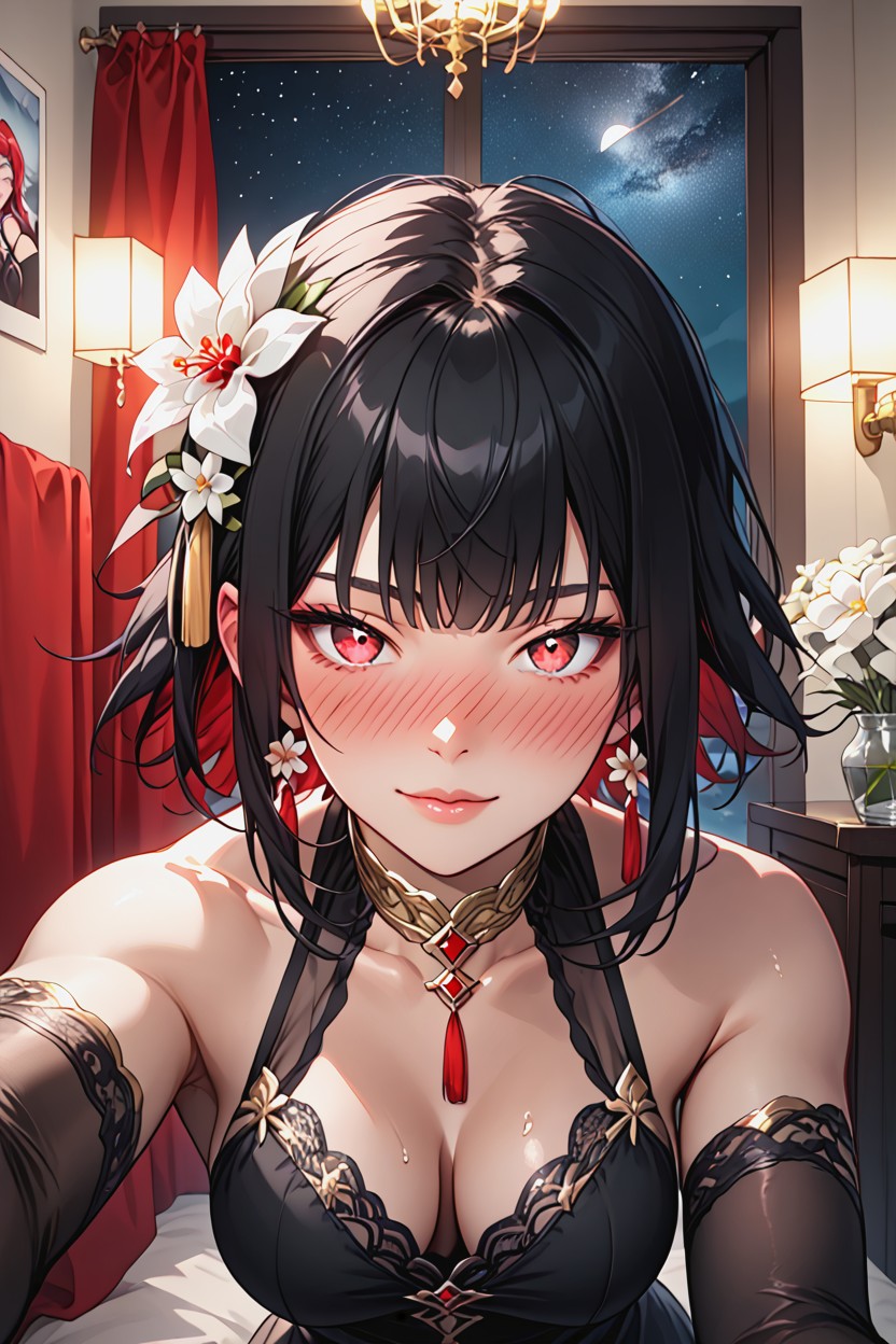 Selfie, Medium Breasts, Detailed Eyes Porno IA Hentai