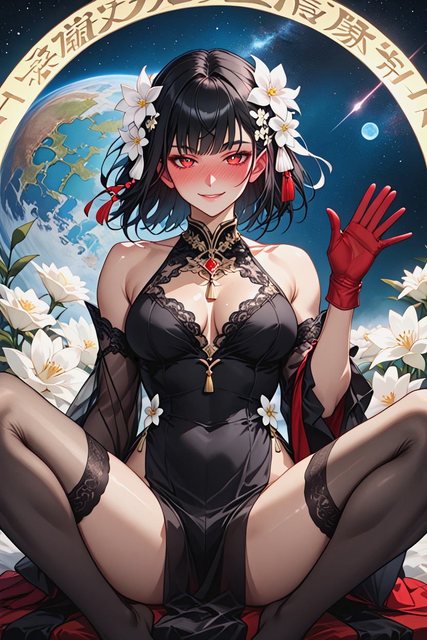 Starry Night, Bedroom Eyes, Full-face Blush Hentai AI Porn
