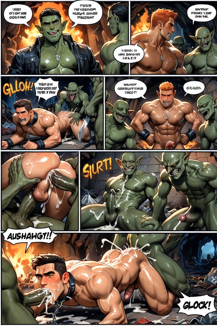 Open Clothes, Goblins Standing Around Laughing, Lots Of Trash And Dirt AI Gay Porn