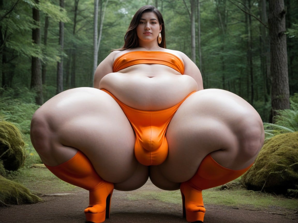 Orange Platform High Heels, Pale Skin, Femboy AI Gay Porn
