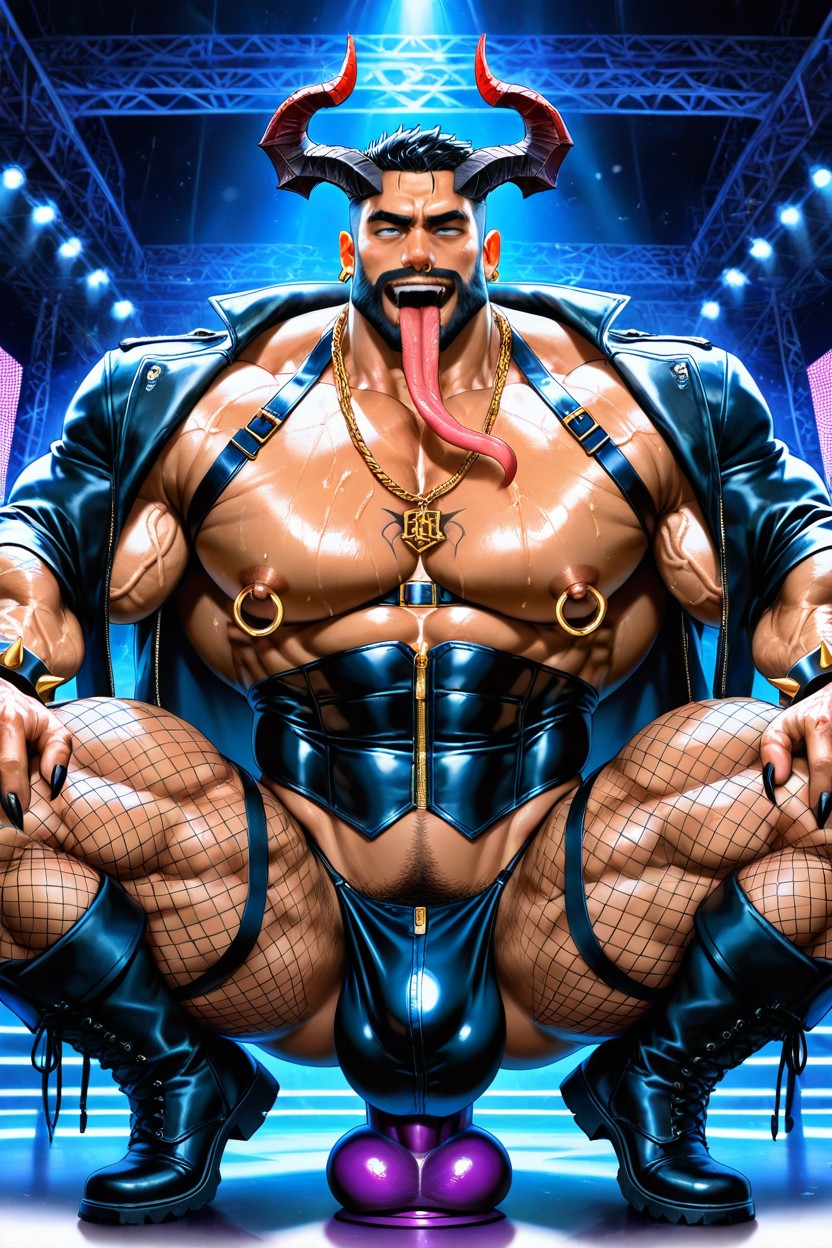 Dildo In Ass, Big Nipple Rings, No Hair On Legs AI Gay Porn