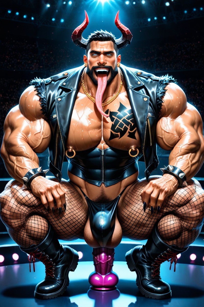 Nose Ring, Massive Legs, No Hair On Chest AI Gay Porn