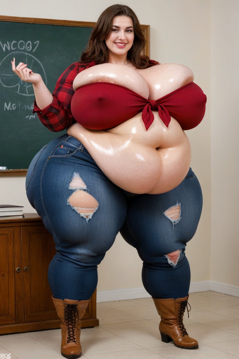 Thighs Larger Than Body, Hyper Pregnancy Belly, Form Fitting Clothes BBW AI Porn