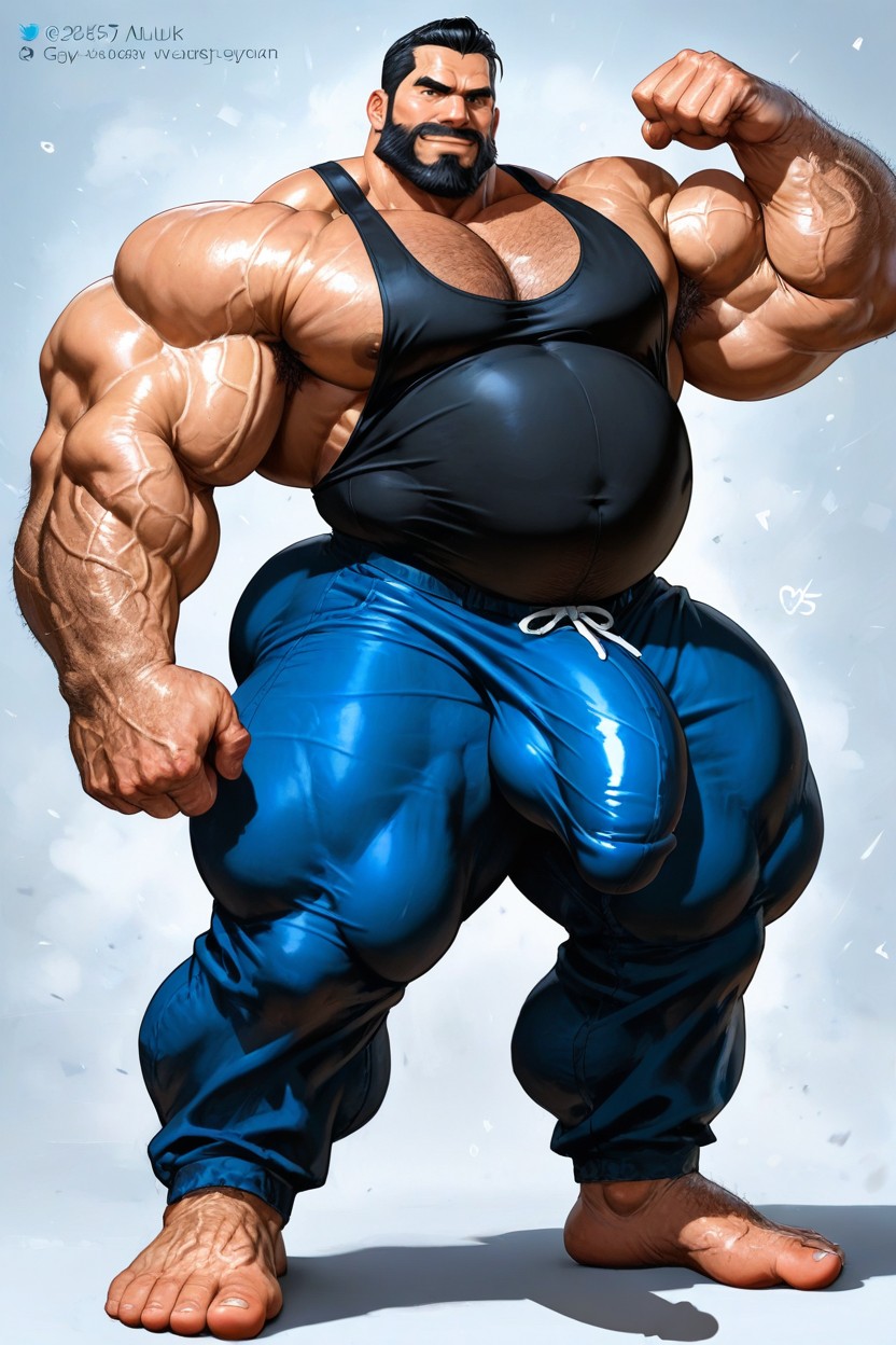 Slicked, Meters Tall Muscular, Big Massive Hands AI Gay Porn