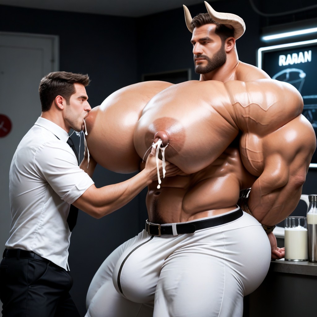 Huge Arms, Milk Man Expression, Brown Skin AI Gay Porn