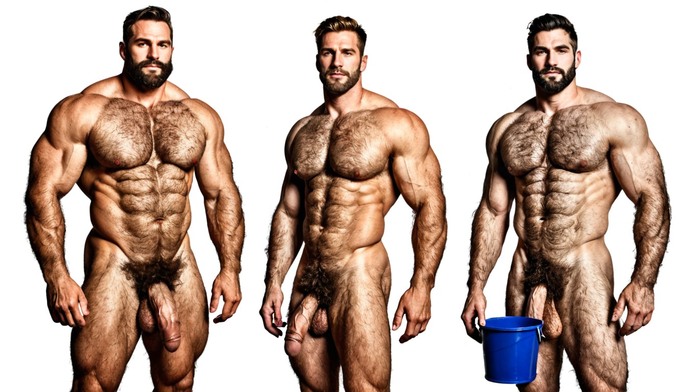 Very Thick Bushy Chest Hair, Hard Light, Stiff Nipples AI Gay Porn