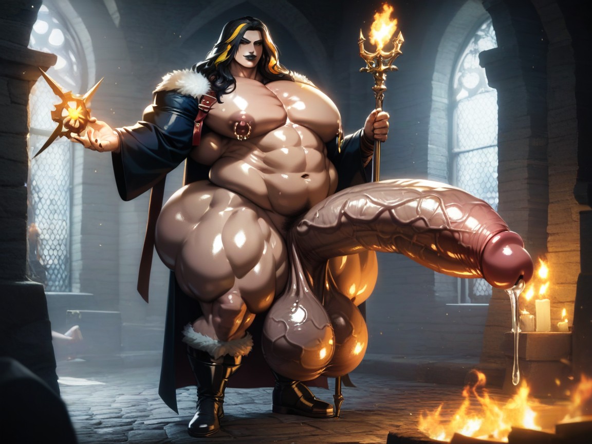Hyper Fat Body, Thick Lips, Medieval Dungeon Setting AI Gay Porn