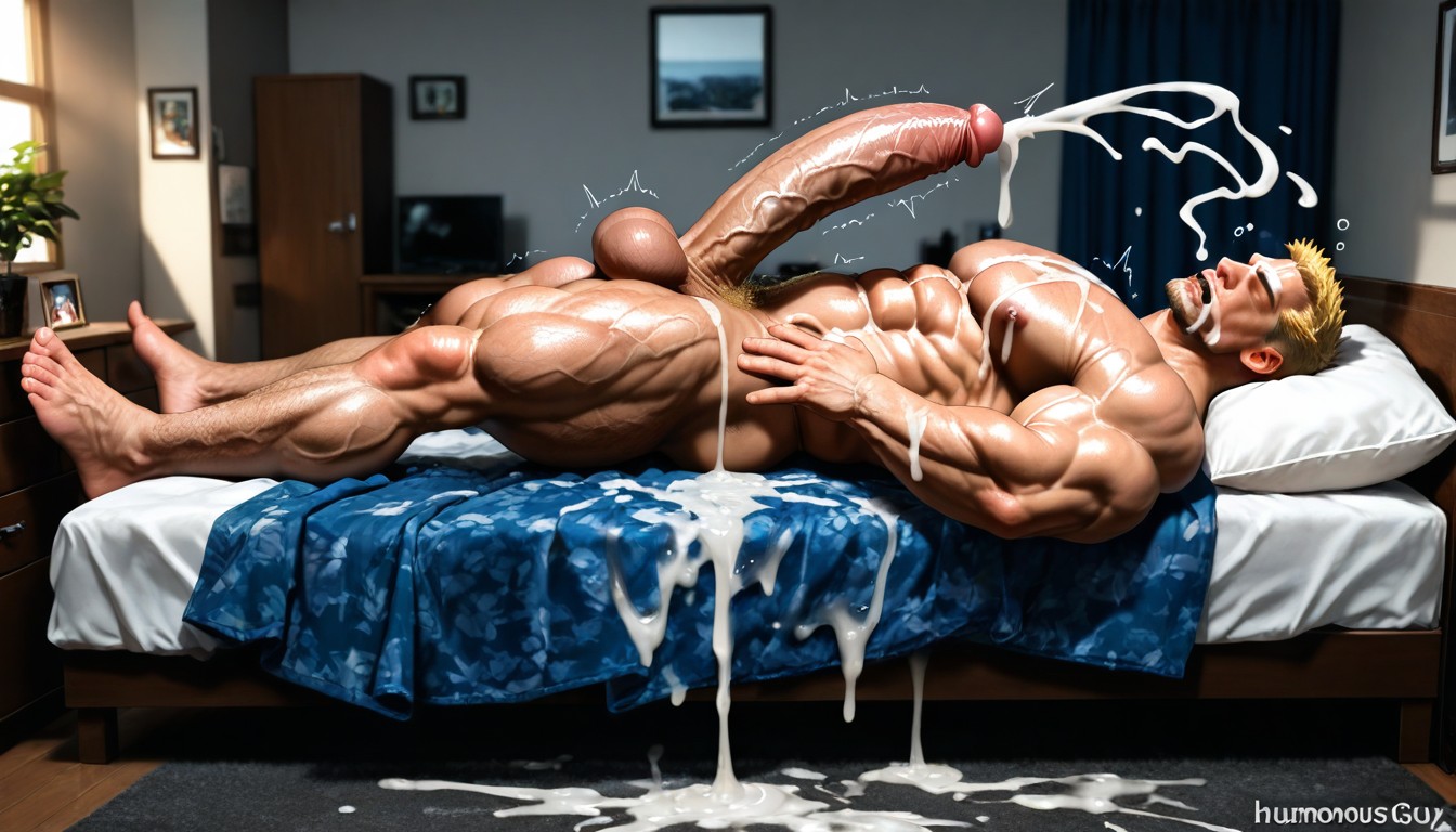 Muscular Body, Humongous Penis, Blonde Hair AI Gay Porn