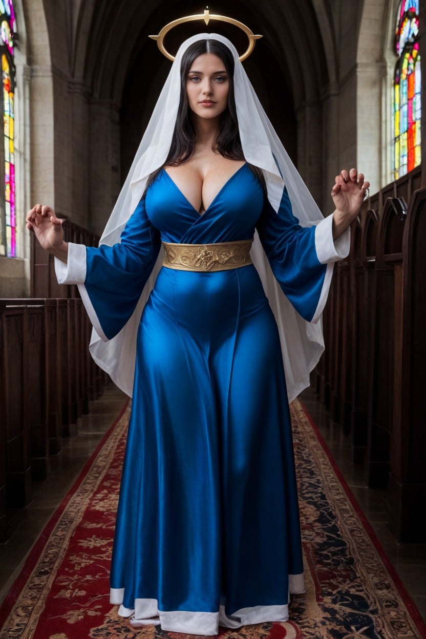 Glowing, Blue Eyes, Covered Clothed Belly Fat AI Porn