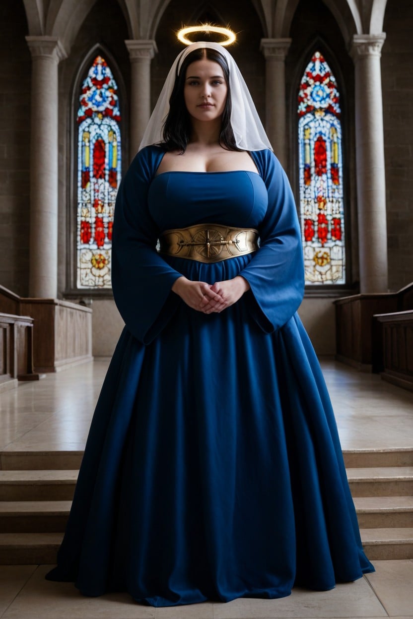 Holy But Sexy Bitch Bare Face, Golden Halo, Sexual Virgin Mary AI Porn