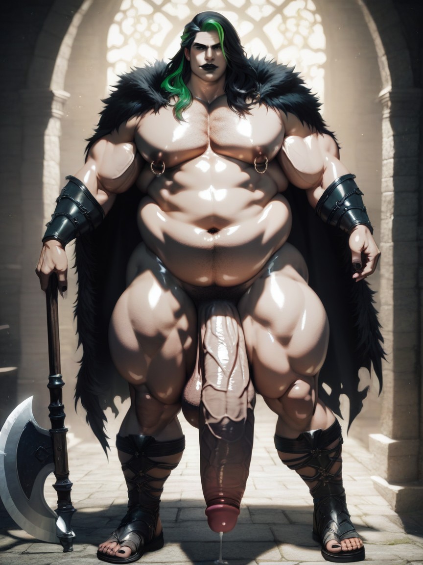 Hyper Length Penis, Penis Hanging Down To The Ground, Medieval Fantasy Armor AI Gay Porn