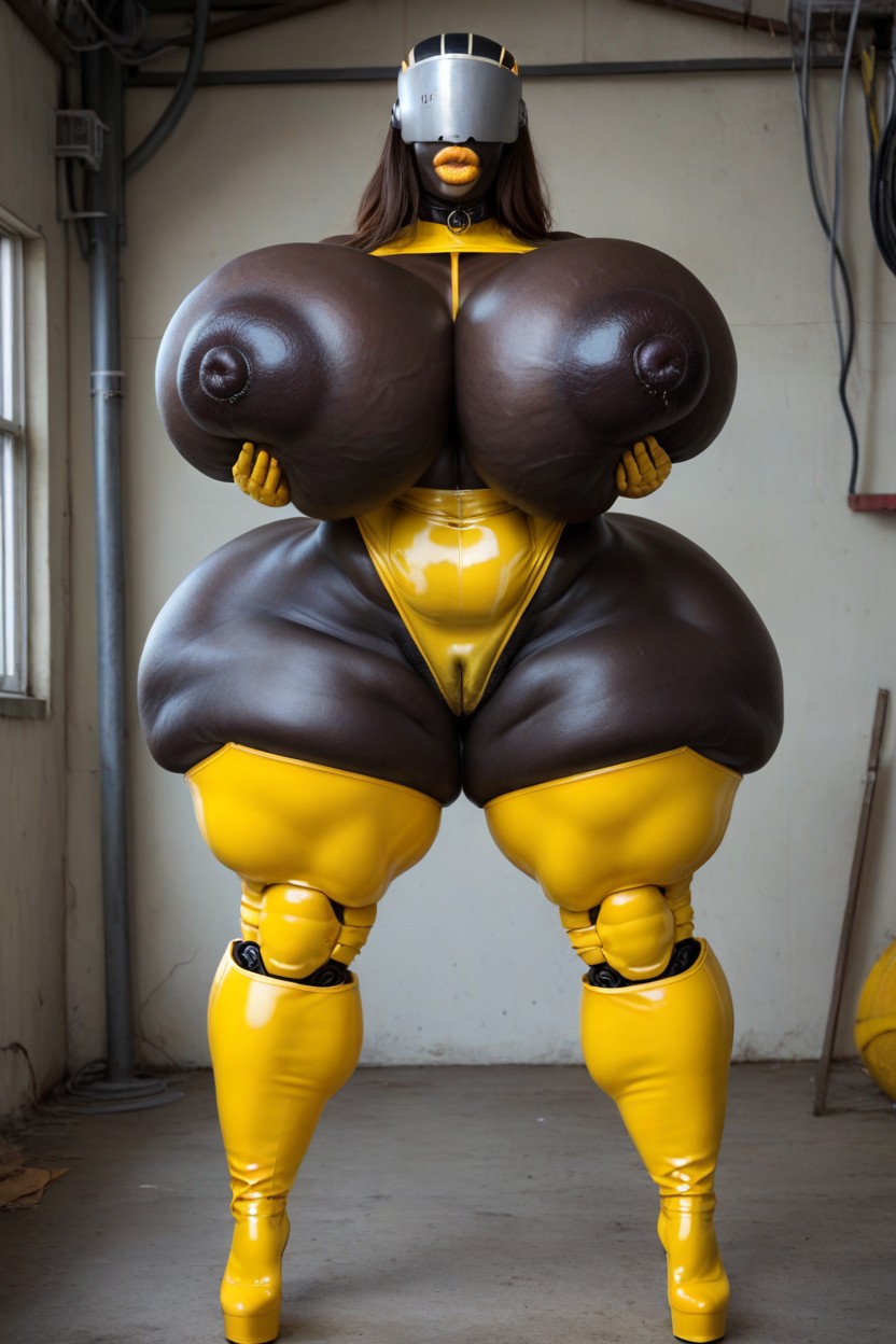 Gigantic Ass, Side View, Extreme Bigger Swollen Round Bimbo Lips AI Porn