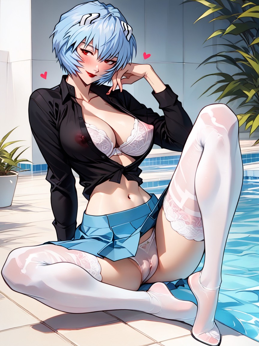 Exposed Pussy, Rei Ayanami From Evangelion, Blushing AI Porn