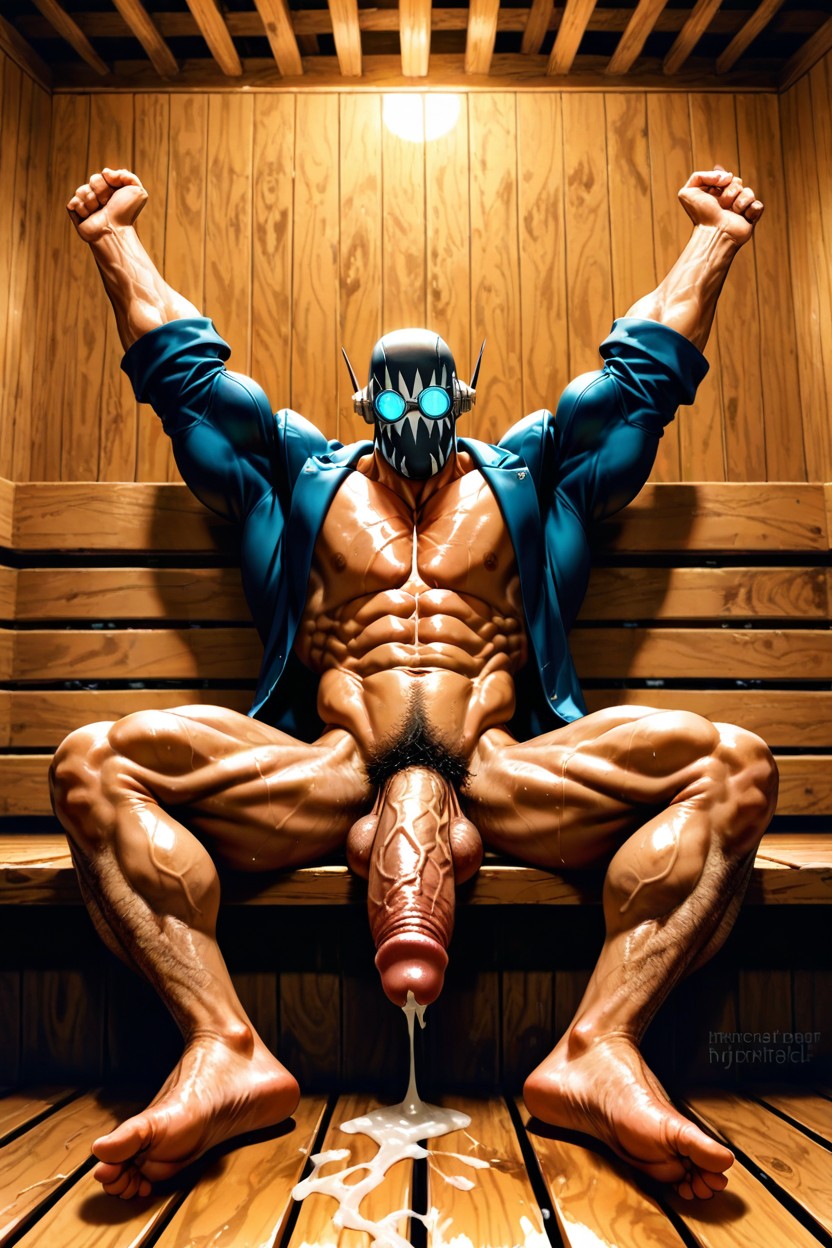 From Dungeon Of Delicacies, Sitting Down Legs Spread, Thick Cum AI Gay Porn