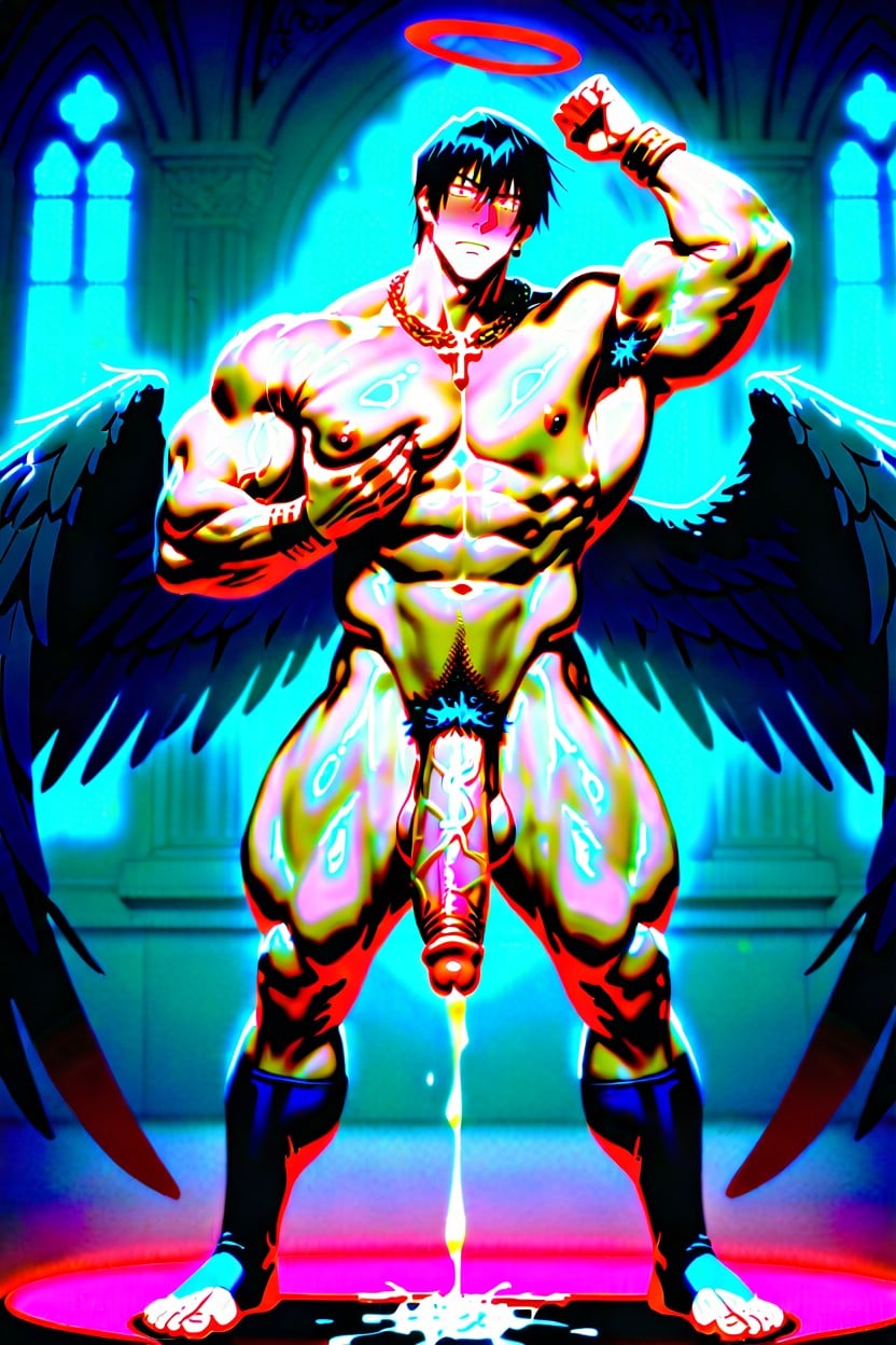 Massive Erect Penis, Fushiguro Touji From Jujutsu Kaisen Anime Series, Hair Between Eyes AI Gay Porn