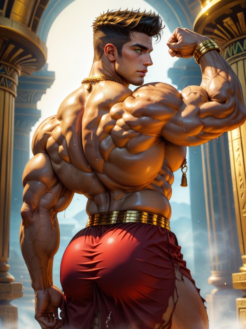 Well Defined Pectoral Muscles, Sexually Aroused, Wet Skin AI Gay Porn