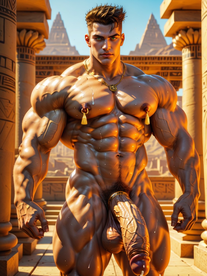 Muscular, Red And Gold Fabrics, 25+ AI Gay Porn