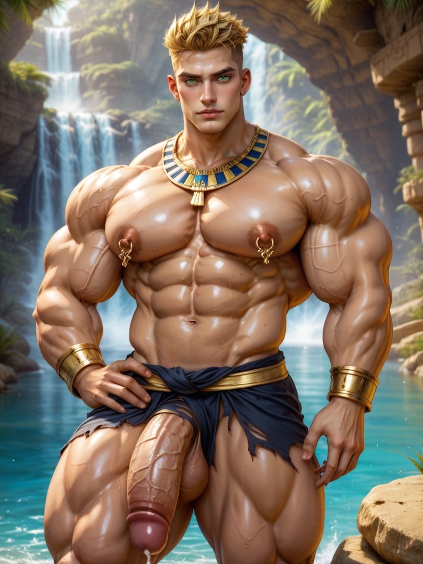 Hyper Ripped Growing Muscles, Dynamic Angle, Colossal Flaccid Thick Girth Turgid Veiny Uncut Cocks AI Gay Porn
